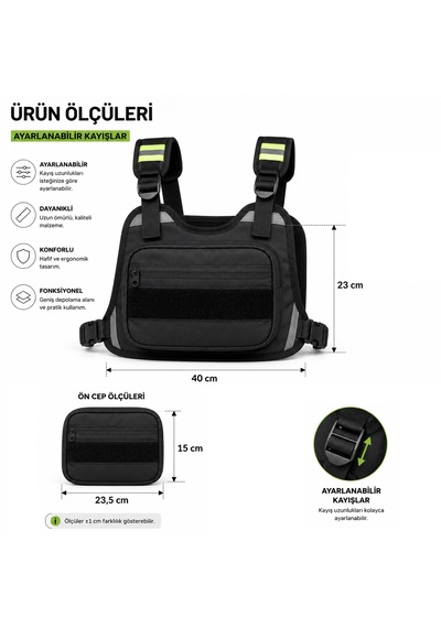 Microcase Reflektörlü Motorcu Bisiklet Scooter Kurye Yelek Tipi 2 Gözlü Göğüs Çantası Al5623 1