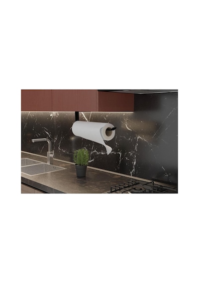 Metal Mat Siyah Yapışkanlı Tuvalet Kağıtlık Ve Kağıt Havluluk İkili Set Yapışkanlı Wc Kağıtlık Diğer