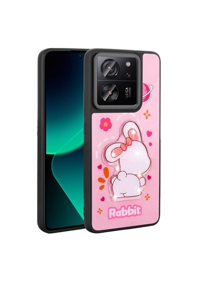 Zore Mi 13t Pro Kılıf Parlayan Kabartmalı İkonik Figürlü Ogaa Amas Silikon Kapak - Pembe