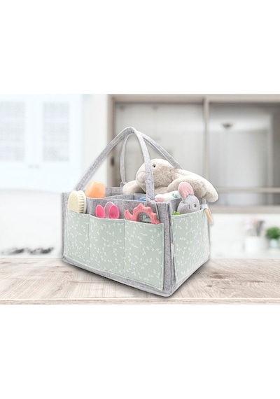 Babyjem 772 Yeşil Keçe Anne Bebek Bakım Çantası Çiçek