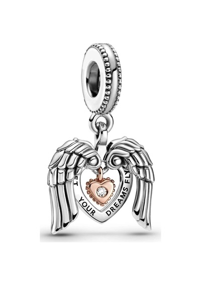 Nur Silver Melek Kanatları Ve Kalp Sallantılı Gümüş Charm Nur-bl01995