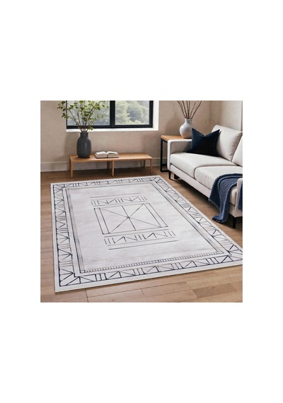 Modern Geometrik Krem Kilim Kaymaz Taban,yıkanabilir,iskandinav Salon&oturma Odası Kilimi Krem Krem
