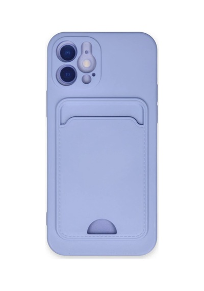 Apple Uyumlu  iPhone 12 Kılıf Kelvin Kartvizitli Silikon - Lila 0.2M-Çok Renkli