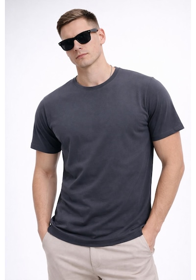 Freemen Erkek/unisex Bisiklet Yaka Basic Tişört %100 Pamuk-371 Antrasit