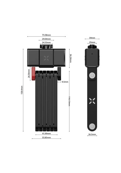 Black X Titan Smart Folding Bluetoothlu Bisiklet Kilidi Siyah