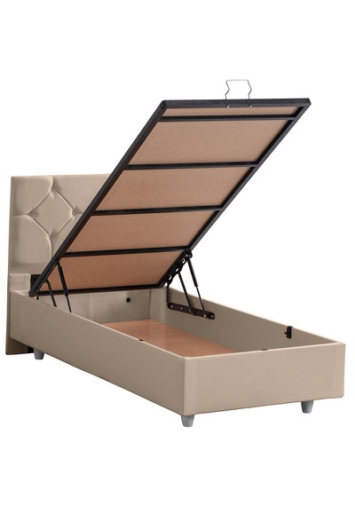 Glamis Tek Kişilik Baza Başlık Letto Yatak Seti - Bej 120 x 200