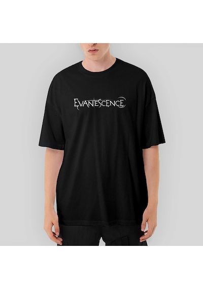 Evanescence Yazı Oversize Siyah Tişört Siyah