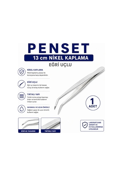 Penset Eğri Uçlu 13 Cm Nikel Kaplama