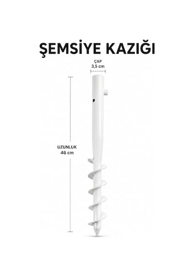 Beyaz Renk Plaj Şemsiye Kazığı 46 Cm