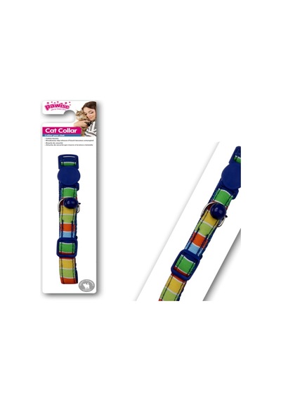 Pawise - 2 - Şerit Desenli Mavi Kedi Boyun Tasması - Csmo-tex - 30 Cm