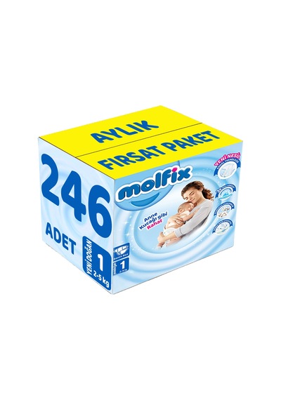 Molfix Bebek Bezi Beden:1 2-5 kg Yeni Doğan 246 Adet