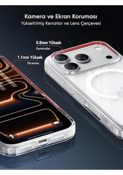 İphone 17 Pro Max İçin Ultra Super Şeffaf Magsafe İle Uyumlu Gerçek 9h Temperli Cam Arka Yüzey - Darbe Emici Tpu Yan Kenarlar, Kristal Berraklığında Şeffaf Kılıf 17 Pro Max