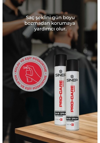 Sinep Pro-care Mega Strong Saç Spreyi 5 Numara Sertlik 400 Ml