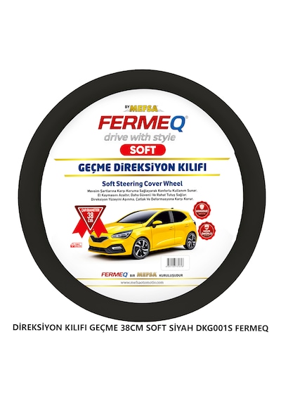 Direksiyon Kılıfı Geçme 38cm Soft Dkg001 Fermeq SİYAH