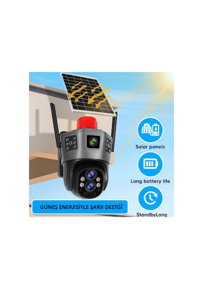 Vn Okam 6020 15mp 3 Lensli 4g Solar Güneş Enerjili Akıllı Güvenlik Kamerası Gece Görüş İnsan Takibi