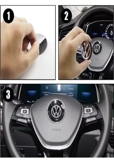 Volkswagen Direksiyon Logosu 45mm Gümüş-siyah Gümüşsiyah-45mm