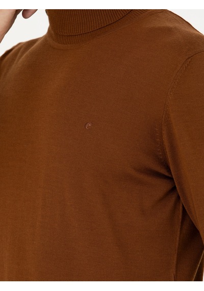 Cacharel Kahverengi Slim Fit Balıkçı Yaka Basic Triko Kazak