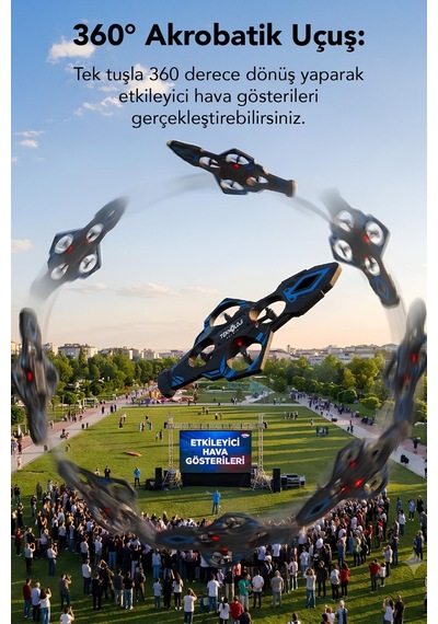 Led Işıklı El Hareketi Kontrollü Mini Drone 360 Uçuş, Tek Tuş Kalkış, Uzaktan Kumandalı