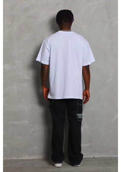 Erkek Düz Yazlık Kısa Kol Tişört Bisiklet Yaka Oversize T-shirt - Beyaz