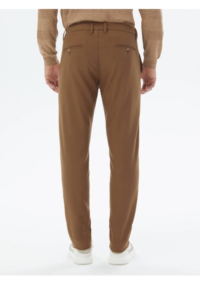 Kip Kahverengi Dokuma Slim Fit Casual Pantolon Kahverengi