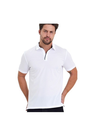 Erkek Kısa Kol Polyester Polo Yaka Fonksiyonel Tişört Beyaz