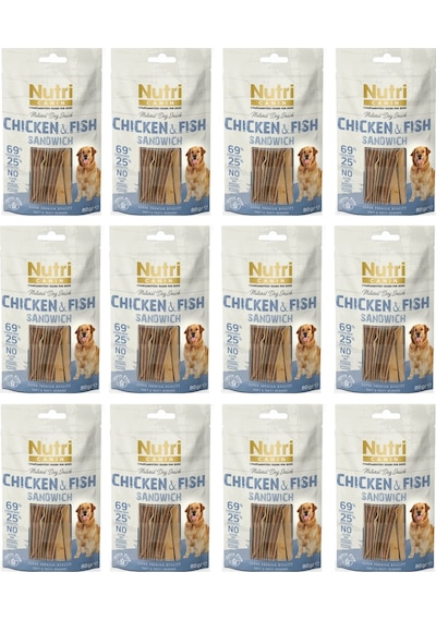 Nutri Canin Sandwich Tavuk Ve Balıklı Fileto Tahılsız Köpek Ödülü 80 G X 12 Adet