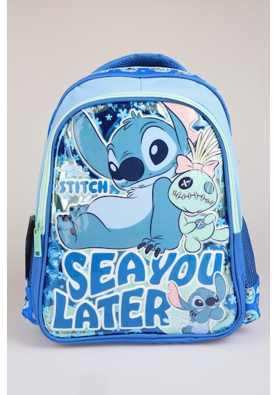 X Dekomus Lisanslı Stitch "ıconic Blue Collection Collection" Özel Tasarım Büyük Boy Okul Çantası "dekomus Cep Defteri Hediyeli" Altın