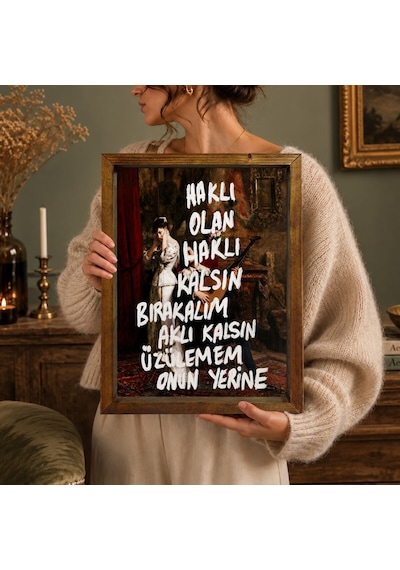 Bk Gift Vintage Klasik Sanat Esprili Sözlü Masif Ahşap Çerçeveli Dekoratif Tablo - 12