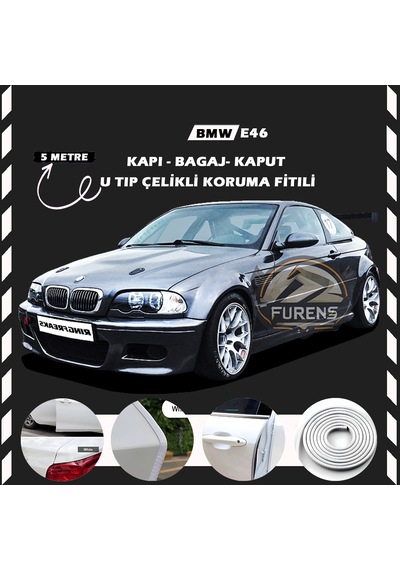 Bmw E46 Oto Araç Kapı Koruma Fitili 5 Metre Parlak Beyaz Renk
