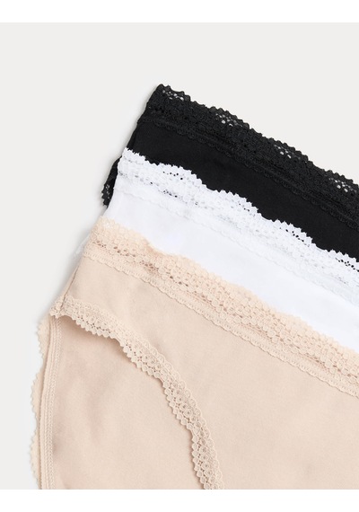 Marks & Spencer 3'lü Dantel Detaylı Bikini Külot Seti Krem