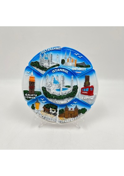 İstanbul Temalı Kabartmalı Dekoratif Tabak Masa Ve Duvar Dekoru 18 Cm