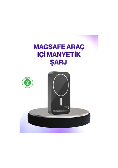 Mıknatıslı Magsafe Uyumlu Araç Tutucu Kablosuz Şarj Destekli Sarı