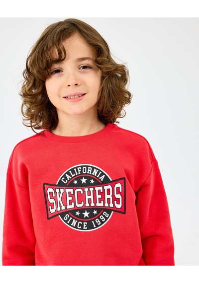 Skechers B Crewneck Sweatshirt Büyük Erkek Çocuk Kırmızı Sweatshirt Sk2520017-3449 Kırmızı