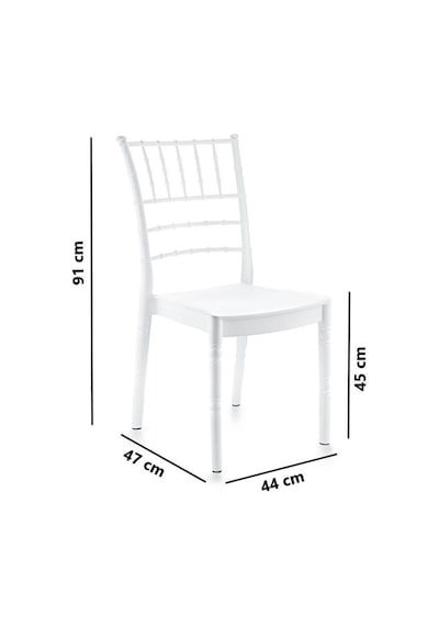 Omnipazar Sy-2525 Estate Plastik Modern Bahçe Düğün Sandalye 4'lü Set Beyaz