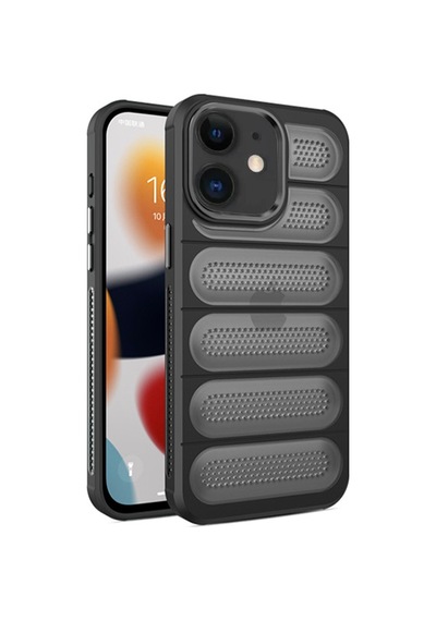 İphone 11 Uyumlu Dalgalı Tasarım Elden Kaymaz Yeni Kılıf - Siyah