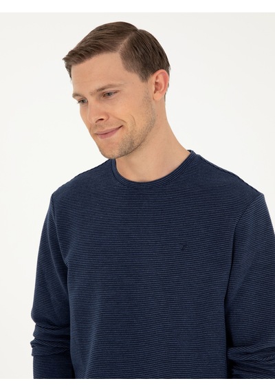 İndigo Regular Fit Bisiklet Yaka Sweatshirt Mavi