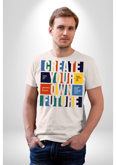 Geleçeği Seninle Planlayalım Unisex Unisex Beyaz Organik Baskılı T-shirt Penye Yüksek Kalite Beyaz