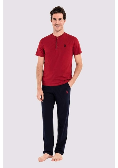 U.S. Polo Assn. Erkek Bordo 3 lü Pijama Takım 12005 Bordo