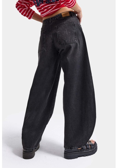 Kadın Koyu Füme 2w6-1 Mega Balon Fit %100 Koton T45 Denim Jean
