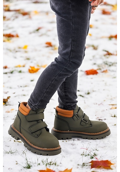 Kiko Kids Cırtlı Erkek Çocuk Bot Ayakkabı Arz 3340 Haki - Sarı
