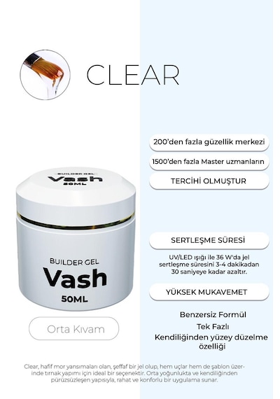Vash Protez Tırnak Jeli Clear 50 ML