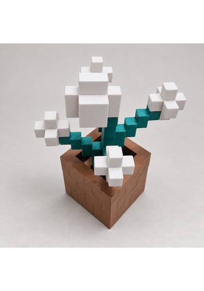 Piksel Orkide Biblo - 3d Baskı, Minecraft Esintili Beyaz