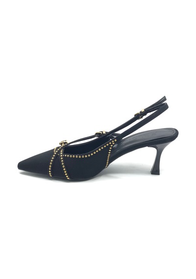 Feles Zımba Toka Detaylı Arkası Açık Stiletto Topuklu Kadın Ayakkabı siyah