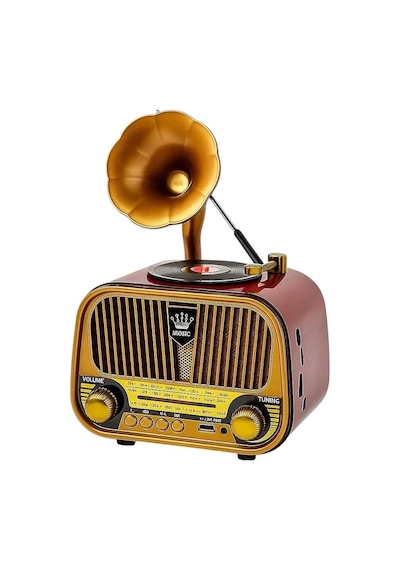 Rose Sp-428 Usb-sd-fm-bluetooth Destekli Şarjlı Nostaljik Retro Radyo - Kahverengi