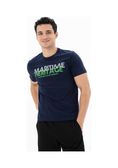 AR-MA Arma Erkek Slim Fit Bisiklet Yaka Tişört Y25344452201 Lacivert