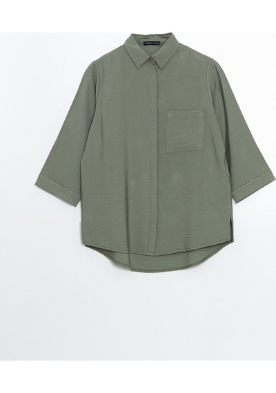 Lcwaıkıkı Classic Yeşil Loose Fit Kadın Gömlek