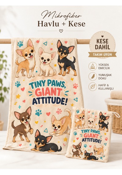Kedi & Köpek Kurulama Havluları Chihuahua Hızlı Kuruyan 50x100cm
