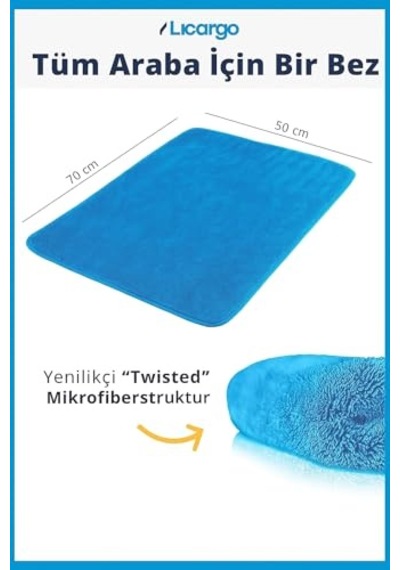 50x70 Cm Mikrofiber Oto Araba Yıkama Kurulama Havlusu, Orta Boy Çift Katlı Araç Kurutma Ve Torpido Silme Bezi Mavi