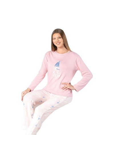 Pijahome Kadın Kışlık Termal Uzun Kollu Pijama Takımı Pudra