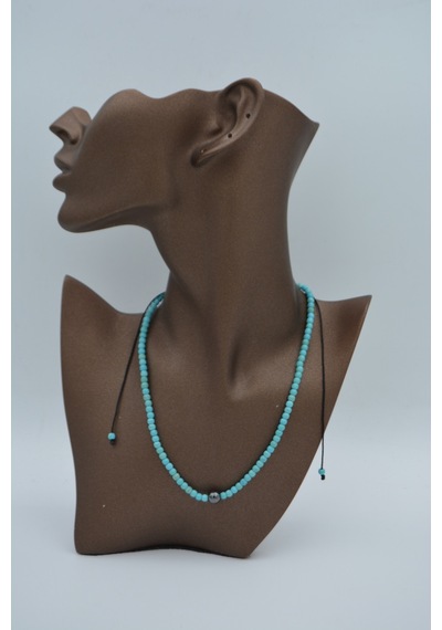 Stoneage Jewellery Hematit Ve Turkuaz Taşlı Metalsiz  Kolye Siyah